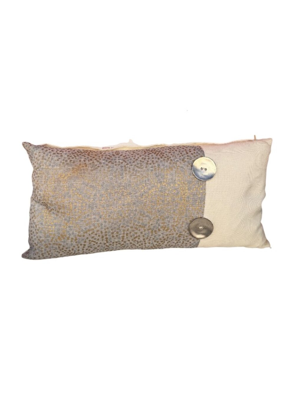 Gold & Cream Decorative Throw Pillow With Button Accents - 14" x 8"